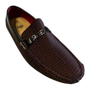 Royal Shoes Mens  Loafer Moccasin Driving Burgundy Black Geo Casual Size 12